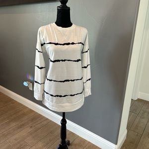 White Sweatshirt with black stripes- Small